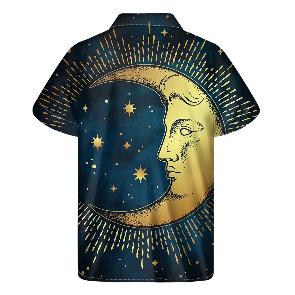Vintage Moon And Sun Print Men's Short Sleeve Shirt