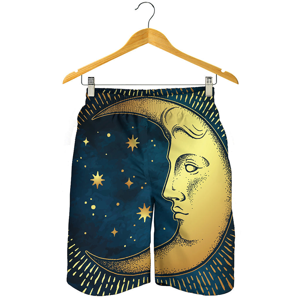 Vintage Moon And Sun Print Men's Shorts