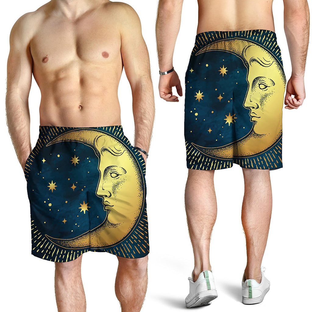 Vintage Moon And Sun Print Men's Shorts