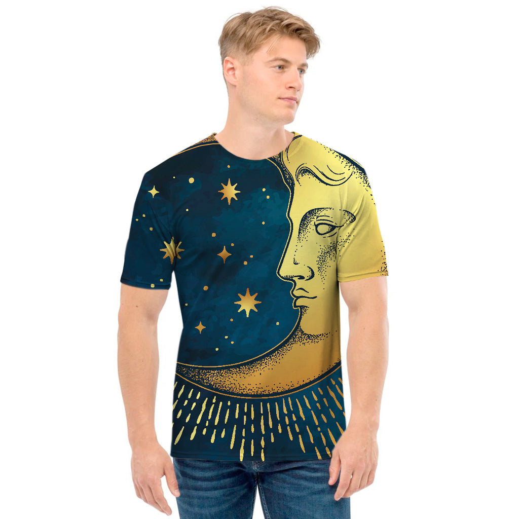Vintage Moon And Sun Print Men's T-Shirt