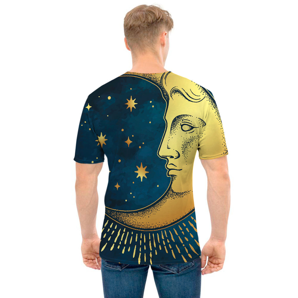 Vintage Moon And Sun Print Men's T-Shirt