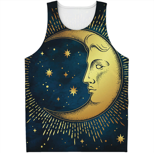 Vintage Moon And Sun Print Men's Tank Top