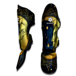 Vintage Moon And Sun Print Muay Thai Shin Guard