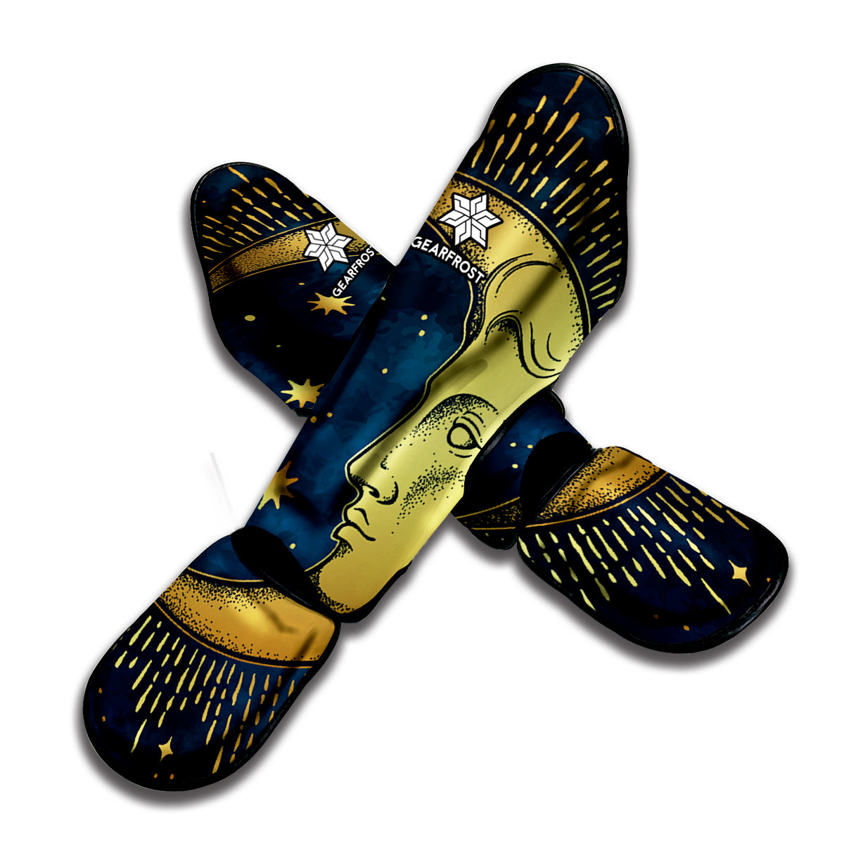 Vintage Moon And Sun Print Muay Thai Shin Guard