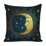 Vintage Moon And Sun Print Pillow Cover