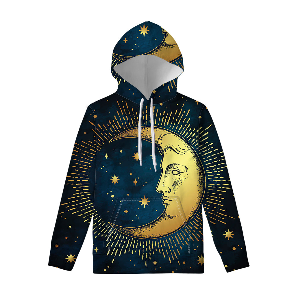 Vintage Moon And Sun Print Pullover Hoodie