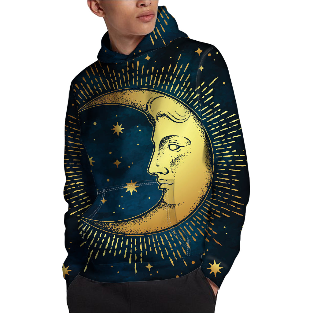 Vintage Moon And Sun Print Pullover Hoodie