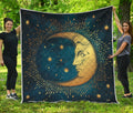 Vintage Moon And Sun Print Quilt