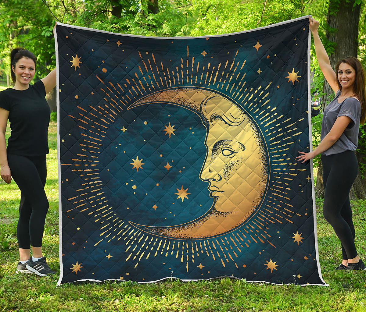 Vintage Moon And Sun Print Quilt