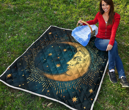 Vintage Moon And Sun Print Quilt