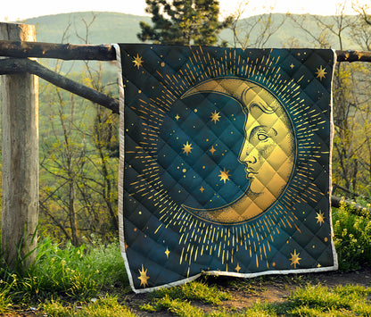 Vintage Moon And Sun Print Quilt