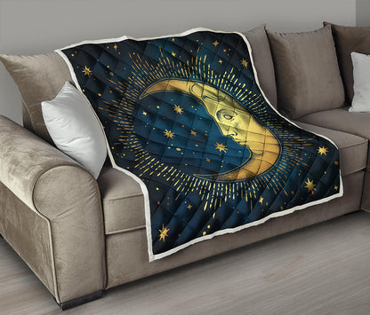 Vintage Moon And Sun Print Quilt