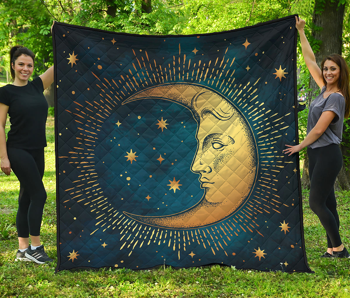 Vintage Moon And Sun Print Quilt