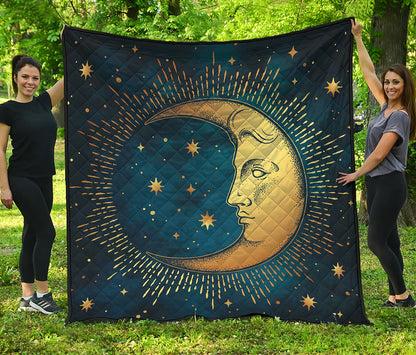 Vintage Moon And Sun Print Quilt