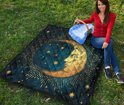Vintage Moon And Sun Print Quilt
