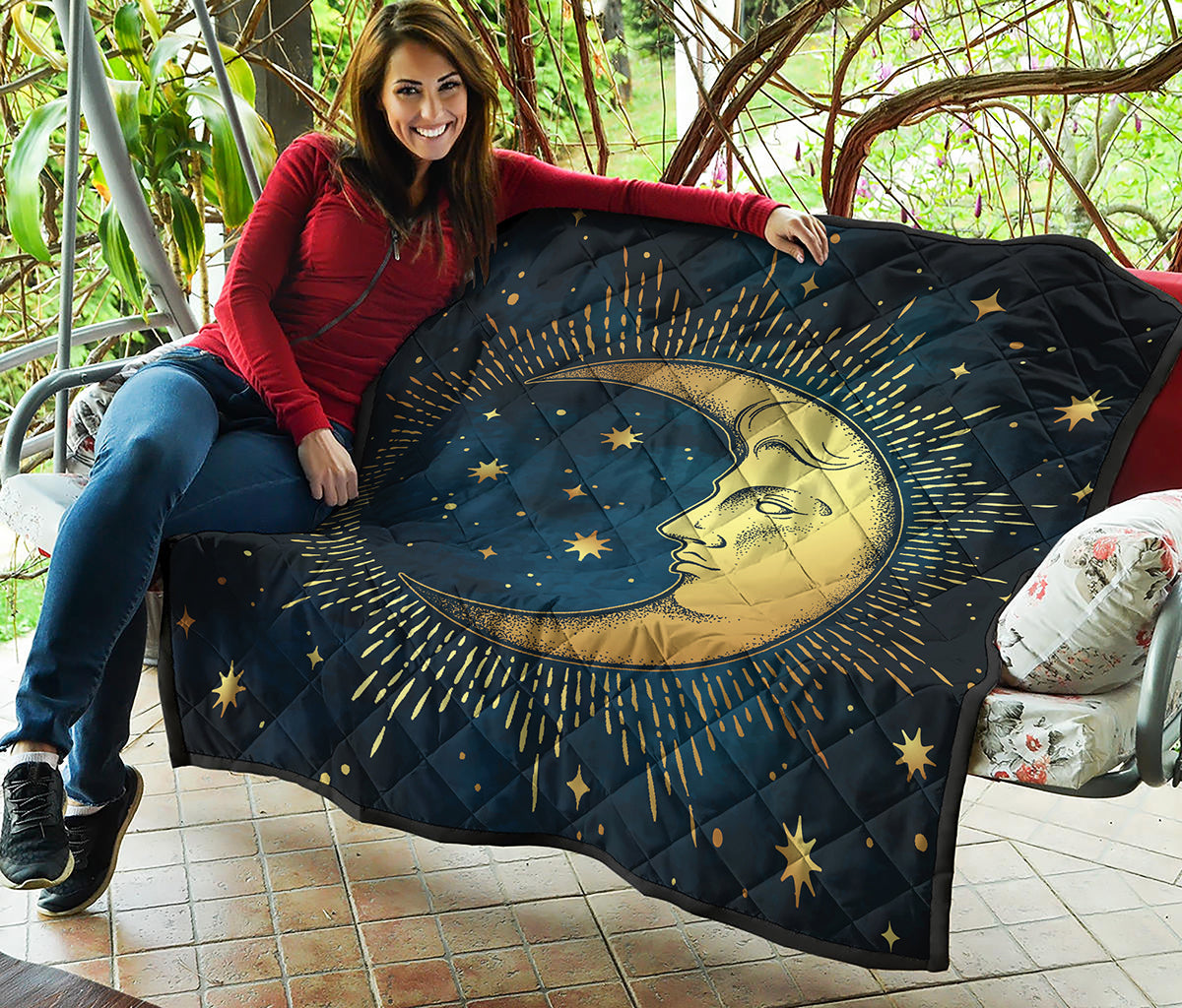 Vintage Moon And Sun Print Quilt