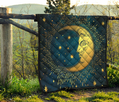 Vintage Moon And Sun Print Quilt