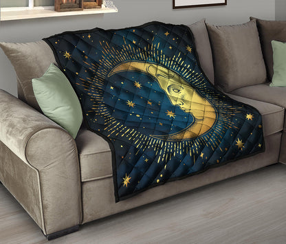 Vintage Moon And Sun Print Quilt