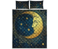 Vintage Moon And Sun Print Quilt Bed Set