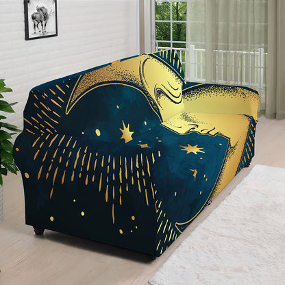 Vintage Moon And Sun Print Sofa Cover