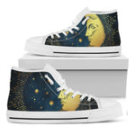 Vintage Moon And Sun Print White High Top Shoes