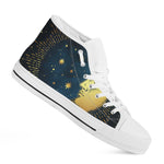Vintage Moon And Sun Print White High Top Shoes