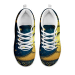 Vintage Moon And Sun Print White Sneakers