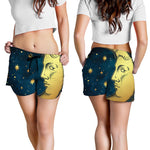 Vintage Moon And Sun Print Women's Shorts