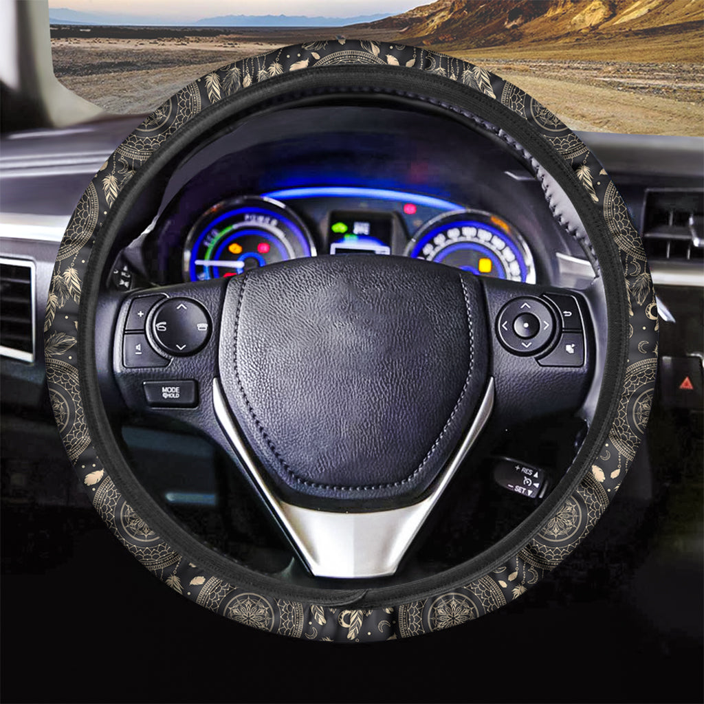 Vintage Native Dream Catcher Print Car Steering Wheel Cover