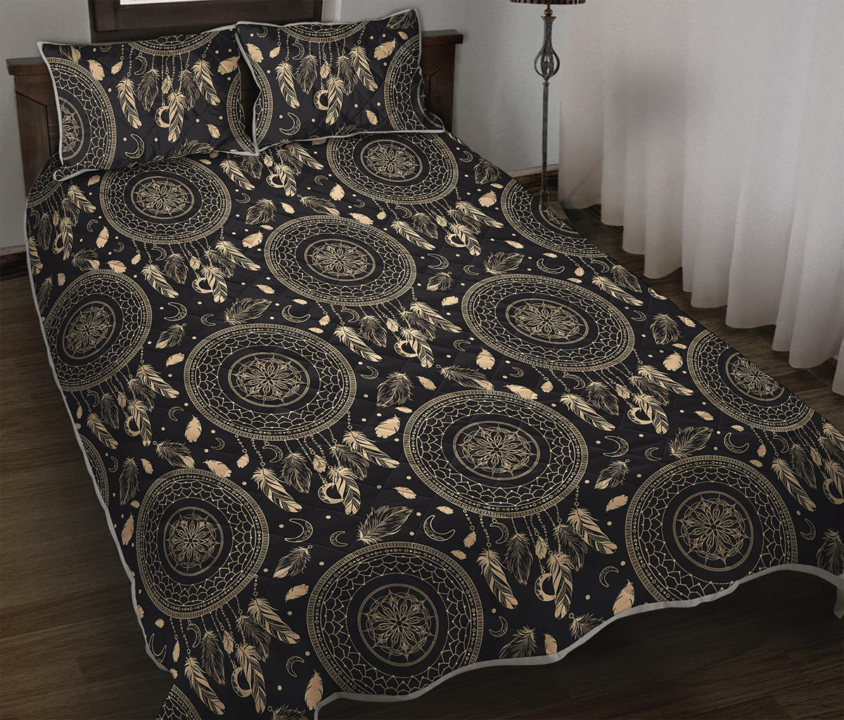 Vintage Native Dream Catcher Print Quilt Bed Set