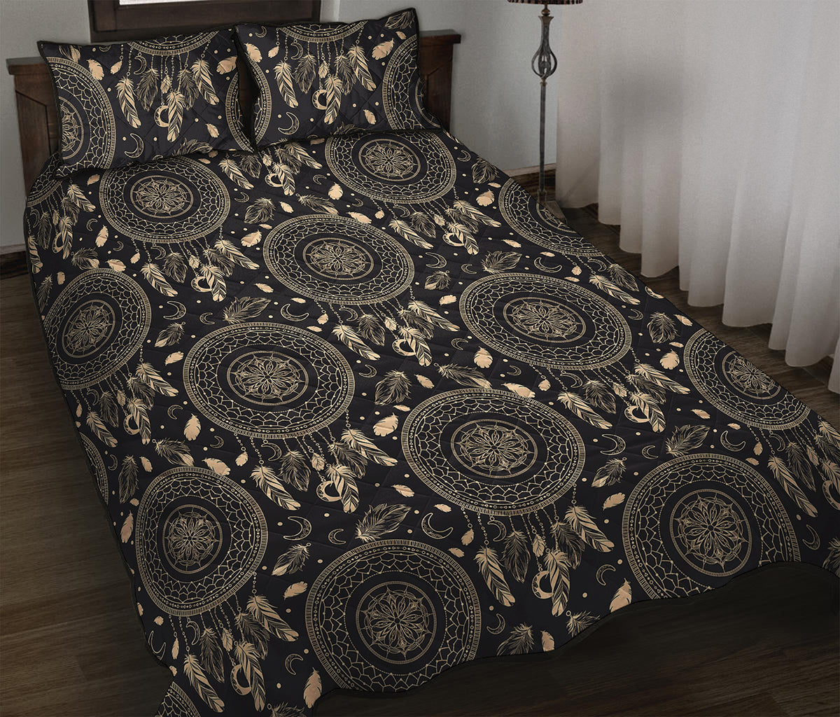 Vintage Native Dream Catcher Print Quilt Bed Set