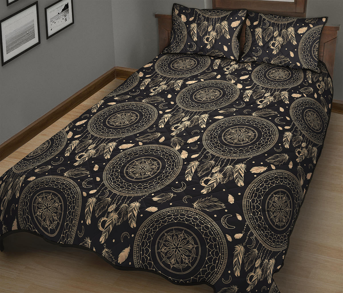 Vintage Native Dream Catcher Print Quilt Bed Set