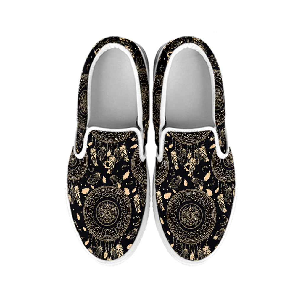 Vintage Native Dream Catcher Print White Slip On Shoes