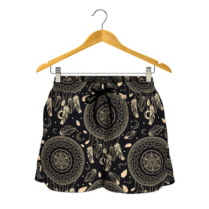 Vintage Native Dream Catcher Print Women's Shorts