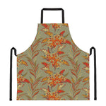 Vintage Orange Bohemian Floral Print Apron