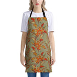 Vintage Orange Bohemian Floral Print Apron