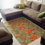 Vintage Orange Bohemian Floral Print Area Rug GearFrost