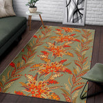 Vintage Orange Bohemian Floral Print Area Rug GearFrost