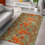 Vintage Orange Bohemian Floral Print Area Rug GearFrost