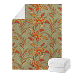 Vintage Orange Bohemian Floral Print Blanket