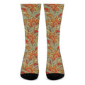 Vintage Orange Bohemian Floral Print Crew Socks