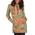 Vintage Orange Bohemian Floral Print Pullover Hoodie Dress