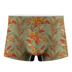 Vintage Orange Bohemian Floral Print Men's Boxer Briefs