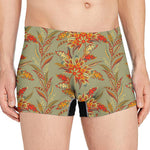 Vintage Orange Bohemian Floral Print Men's Boxer Briefs