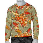 Vintage Orange Bohemian Floral Print Men's Crewneck Sweatshirt GearFrost