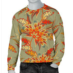 Vintage Orange Bohemian Floral Print Men's Crewneck Sweatshirt GearFrost