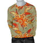 Vintage Orange Bohemian Floral Print Men's Crewneck Sweatshirt GearFrost