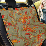 Vintage Orange Bohemian Floral Print Pet Car Back Seat Cover