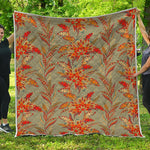 Vintage Orange Bohemian Floral Print Quilt