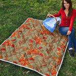 Vintage Orange Bohemian Floral Print Quilt